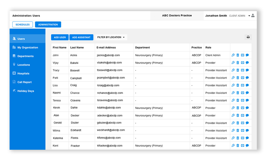 physician scheduling software, provider scheduling software, on call scheduling software